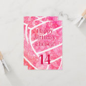 Doodle Blumenpaisleys Pink Volleyball Geburtstag Karte (Vorderseite/Rückseite Beispiel)