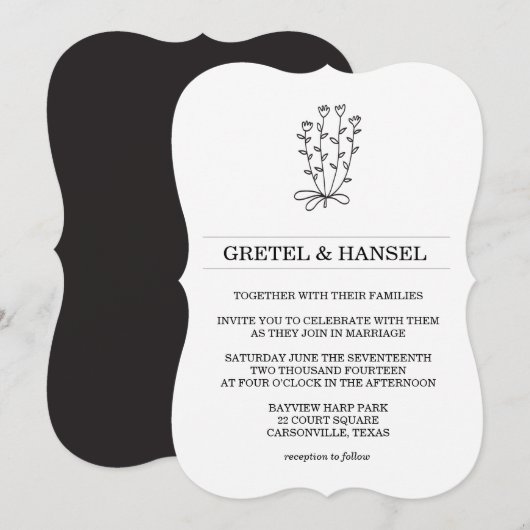 doodle botanische Blume Einladung (Vorne/Hinten)