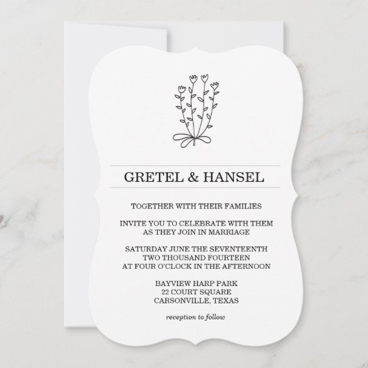 doodle botanische Blume Einladung (Vorderseite)