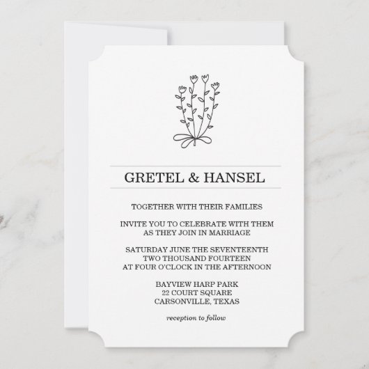 doodle botanische Blume Einladung (Vorderseite)