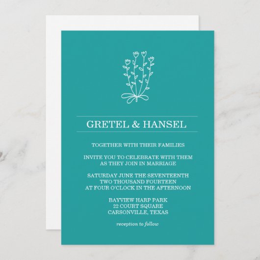 doodle botanische Blume Einladung (Vorne/Hinten)