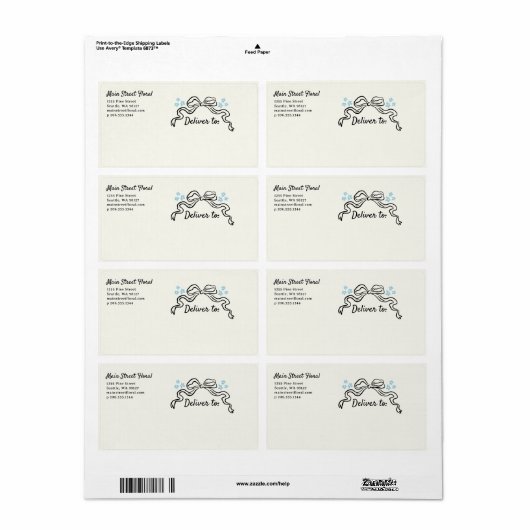 Doodle Bow and Blume Business Shipping Label (Vorne)