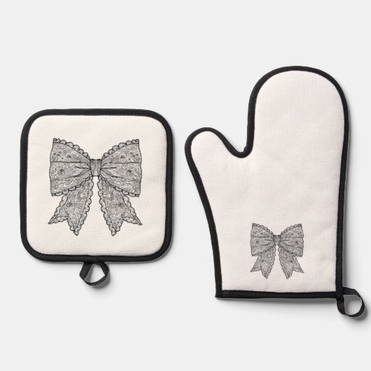 Doodle Bow Ofenhandschuh & Topflappen-Set (Vorderseite)
