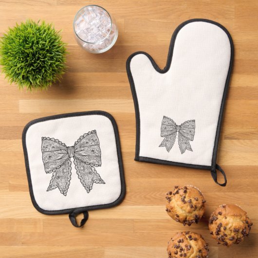 Doodle Bow Ofenhandschuh & Topflappen-Set (Oben Unten)