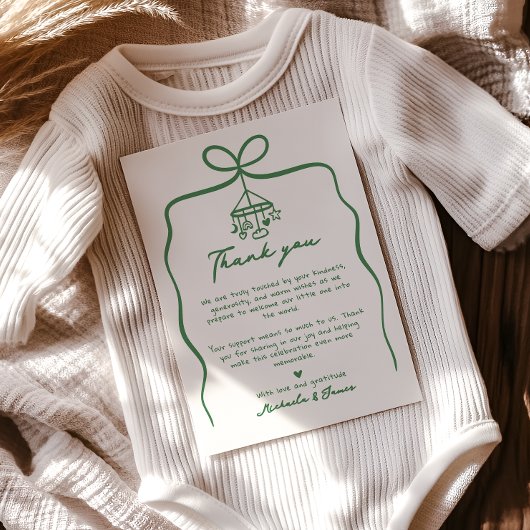 Doodle Bow Whimsical Baby Dusche Dankeskarte