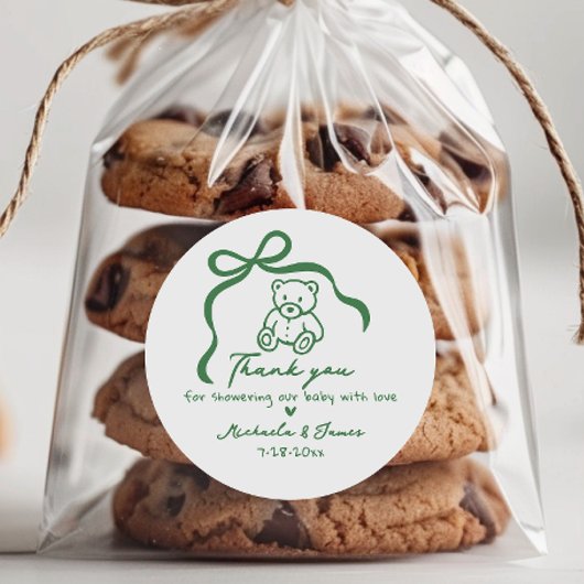 Doodle Bow Whimsical Baby Dusche Runder Aufkleber