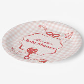 Doodle Brunch Bow Bow Baby Dusche Pappteller (Schrägansicht)