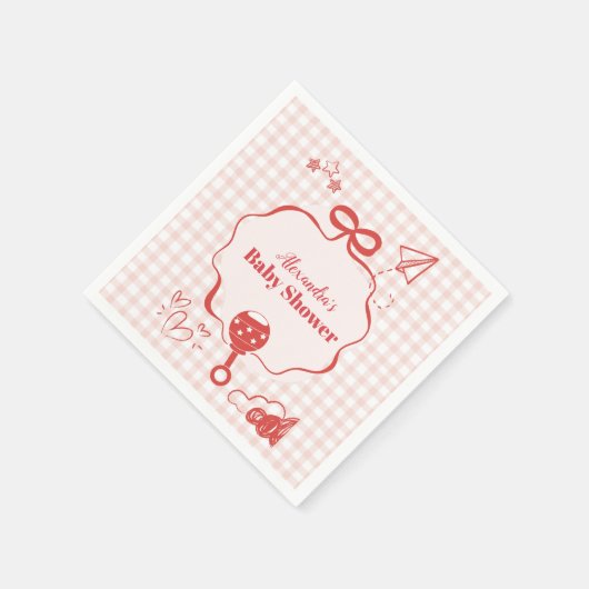 Doodle Brunch Bow Bow Baby Dusche Serviette (Ecke)