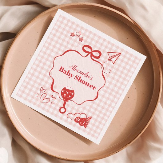 Doodle Brunch Bow Bow Baby Dusche Serviette