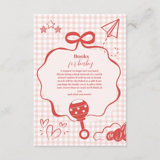 Doodle Brunch Bow Bow Baby Showbücher für Baby Begleitkarte (Vorderseite)