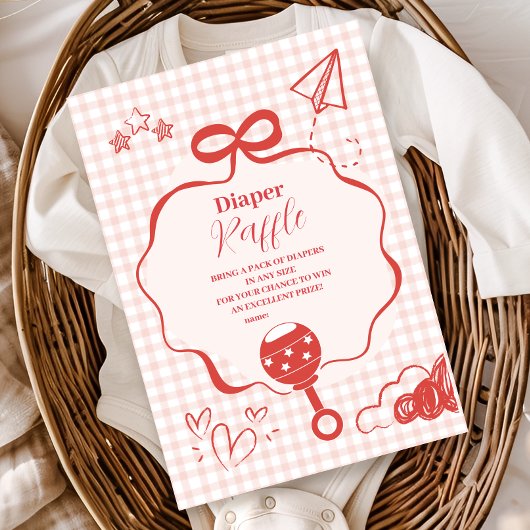 Doodle Brunch Bow Bow Baby Shower Diapper Raffle Begleitkarte