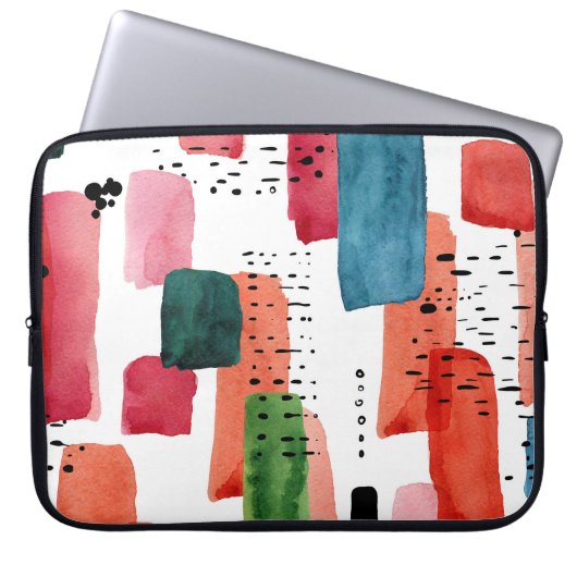 Doodle Brush: Orange Blue Laptopschutzhülle (Vorderseite)