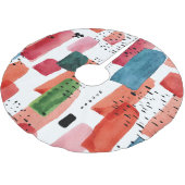 Doodle Brush: Orange Blue Polyester Weihnachtsbaumdecke (Schrägansicht)