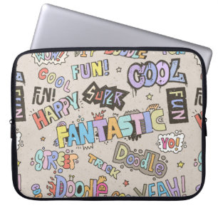 Doodle Buchstaben Worte Cool Spaß Vintage Hand zei Laptopschutzhülle