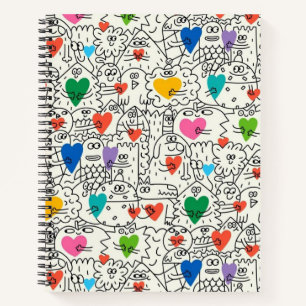 Doodle Buddies & Hearts Notebook Notizblock
