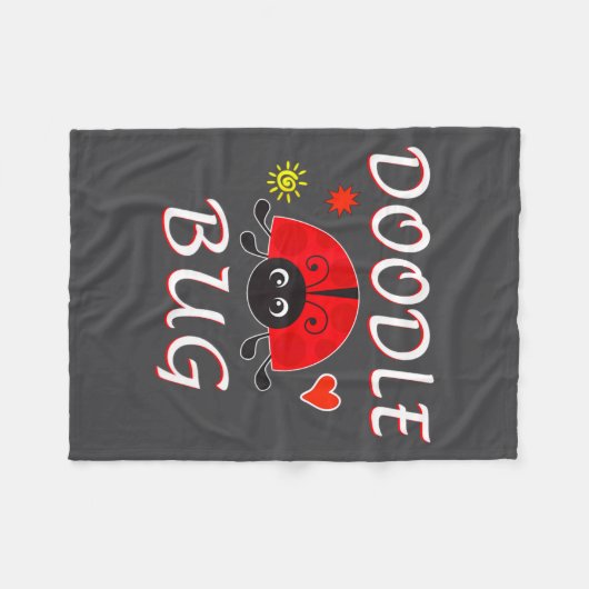 Doodle Bug Funny Doodle Ladybug Fleecedecke (Vorderseite (Horizontal))