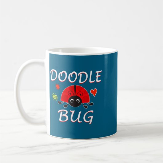 Doodle Bug Funny Doodle Ladybug Kaffeetasse (Links)