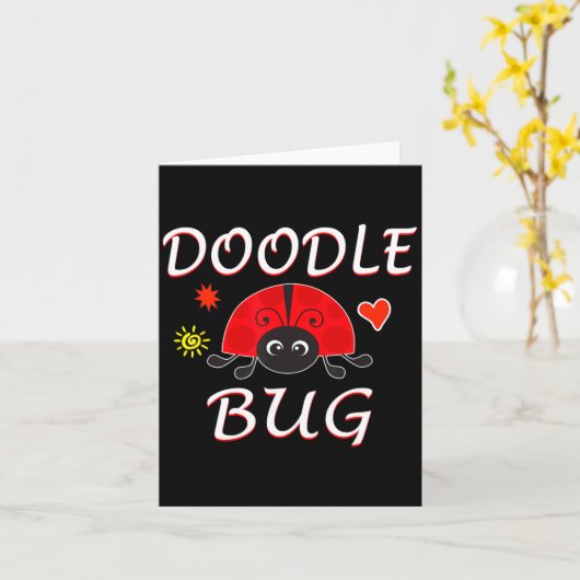 Doodle Bug Funny Doodle Ladybug Karte (Gelbe Blume)
