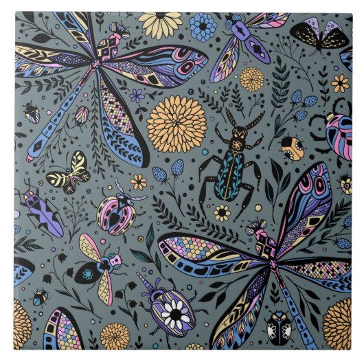 Doodle-Bugs auf Schiefergrau Fliese (Vorderseite)