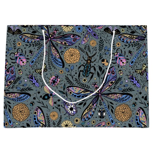 Doodle-Bugs auf Schiefergrau Große Geschenktüte (Vorderseite)