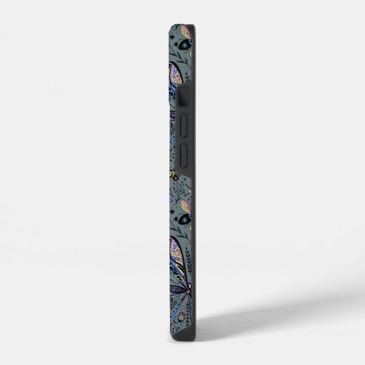 Doodle-Bugs auf Schiefergrau iPhone Hülle (Linke Seite)