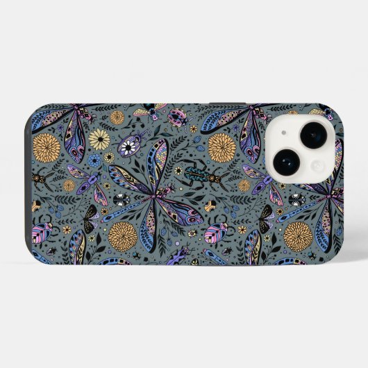 Doodle-Bugs auf Schiefergrau iPhone Hülle (Rückseite (Horizontal))