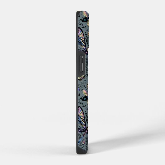 Doodle-Bugs auf Schiefergrau iPhone Hülle (Rechte Seite)