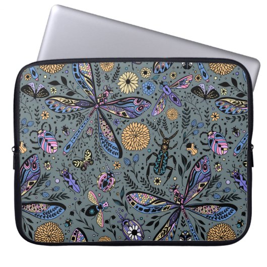 Doodle-Bugs auf Schiefergrau Laptopschutzhülle (Vorderseite)
