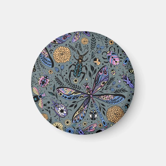 Doodle-Bugs auf Schiefergrau Magnet (Vorne)