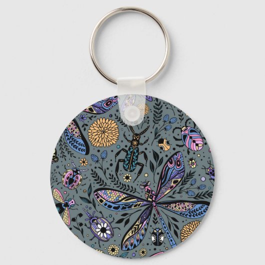 Doodle-Bugs auf Schiefergrau Schlüsselanhänger (Vorderseite)