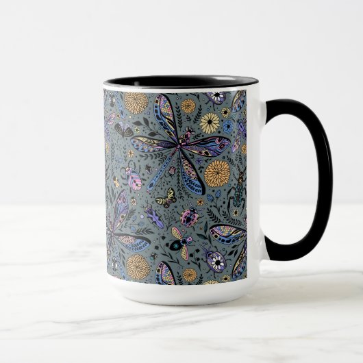 Doodle-Bugs auf Schiefergrau Tasse (Rechts)