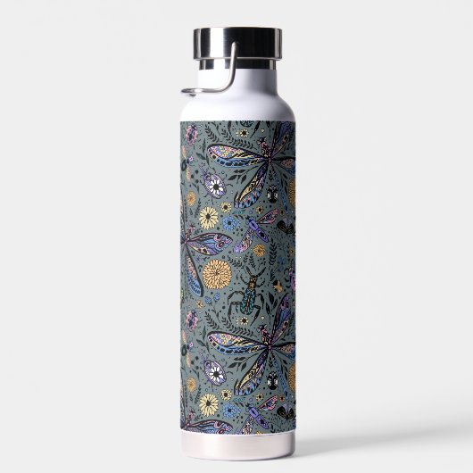 Doodle-Bugs auf Schiefergrau Trinkflasche (Rechts)