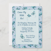 Doodle Bugs Butterflies - blue - kids birthday. Einladung (Rückseite)