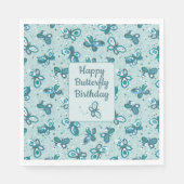Doodle Bugs Butterflies - turquoise - birthday. Serviette (Vorderseite)