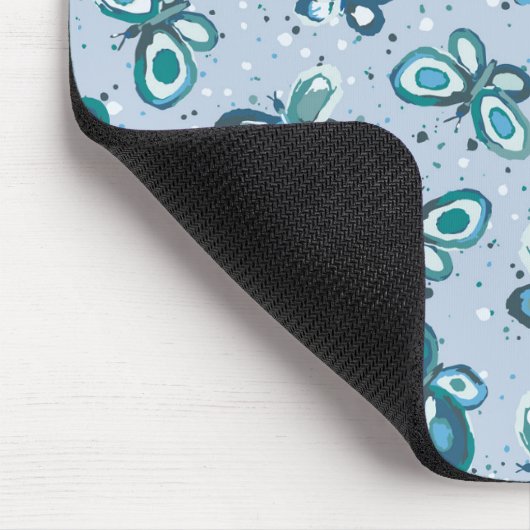 Doodle Bugs Schmetterlinge - blau - Kindermuster. Mousepad (Ecke)