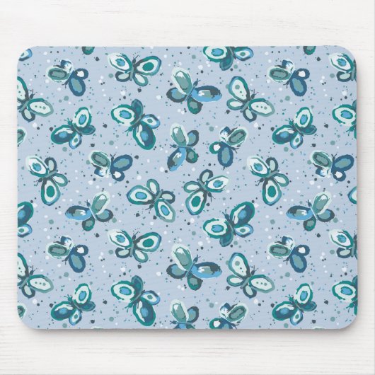 Doodle Bugs Schmetterlinge - blau - Kindermuster. Mousepad (Vorne)