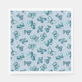 Doodle Bugs Schmetterlinge - blau - Kinderparty. Serviette