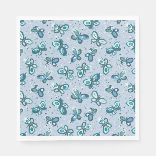 Doodle Bugs Schmetterlinge - blau - Kinderparty. Serviette (Vorderseite)