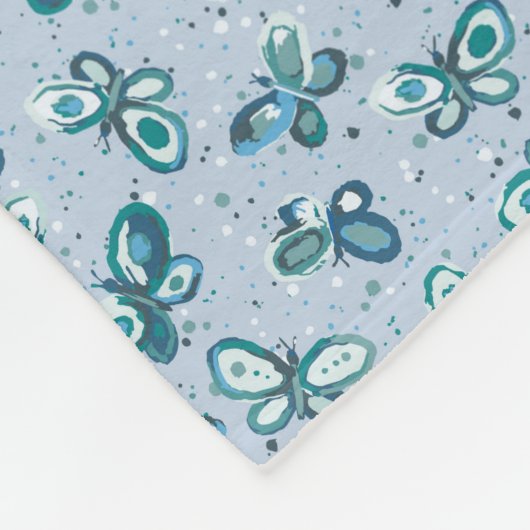 Doodle Bugs Schmetterlinge - blau - nahtloses Must Fleecedecke (Ecke)