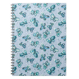 Doodle Bugs Schmetterlinge - blau - nahtloses Must Notizblock