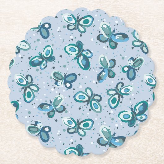 Doodle Bugs Schmetterlinge - blau - nahtloses Must Untersetzer (Vorderseite)