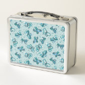 Doodle Bugs Schmetterlinge - Türkis - Kindermuster Metall Brotdose (Rückseite)