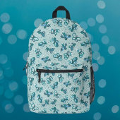 Doodle Bugs Schmetterlinge - türkis - Muster. Bedruckter Rucksack