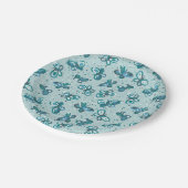 Doodle Bugs Schmetterlinge - türkis - Muster. Pappteller (Schrägansicht)