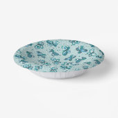 Doodle Bugs Schmetterlinge - türkis - Muster. Pappteller (Gewinkelt)