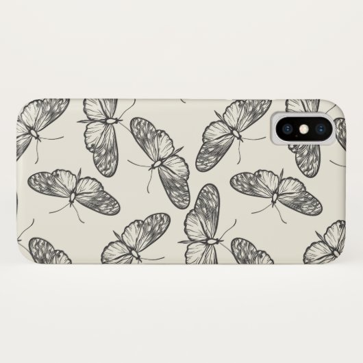 Doodle Butterfly/Moth Pattern Case-Mate iPhone Hülle (Rückseite (Horizontal))