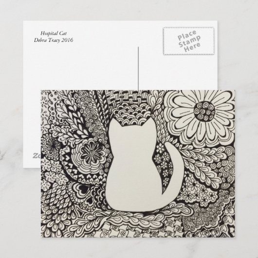 Doodle Cat Postkarte (Vorne/Hinten)