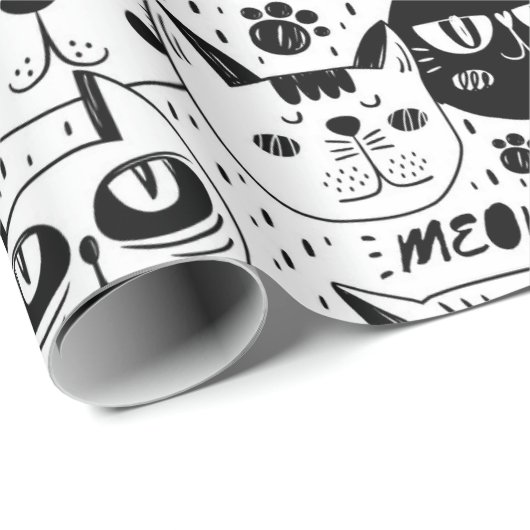 Doodle Cats Geschenkpapier (Rolleneckpunkt)