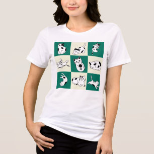 Doodle Cats spielen auf Forest Green und Beige Tri-Blend Shirt
