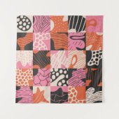 Doodle Cells: Geometrisches Musterdesign. Wandteppich (Vorderseite (Horizontal))